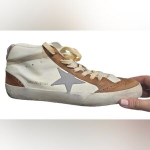 Golden Goose Mid Star LTD with gray leather star beige cotton GGDB EUR 44/ US 11